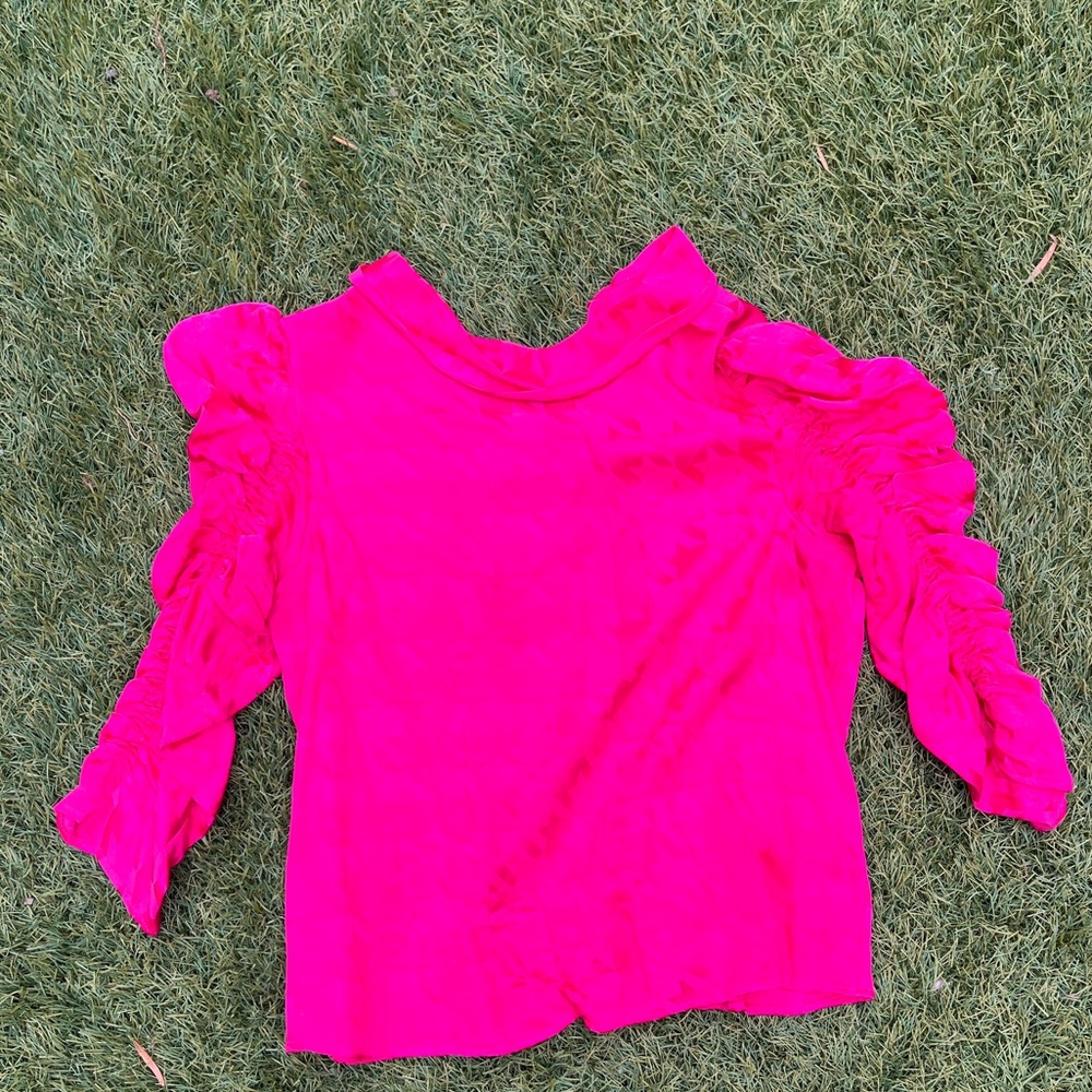 Fun Zara Puffy Shoulder Hot Pink shirt